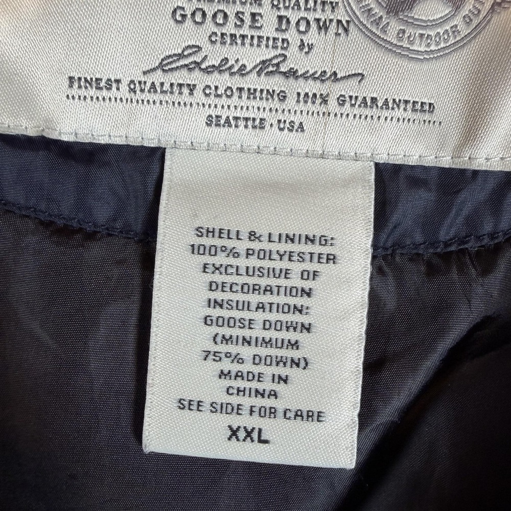 Eddie Bauer Jacket Mens 2XL Black Goose Down Puffer Full Zip Hooded Winter Coat - Picture 4 of 10